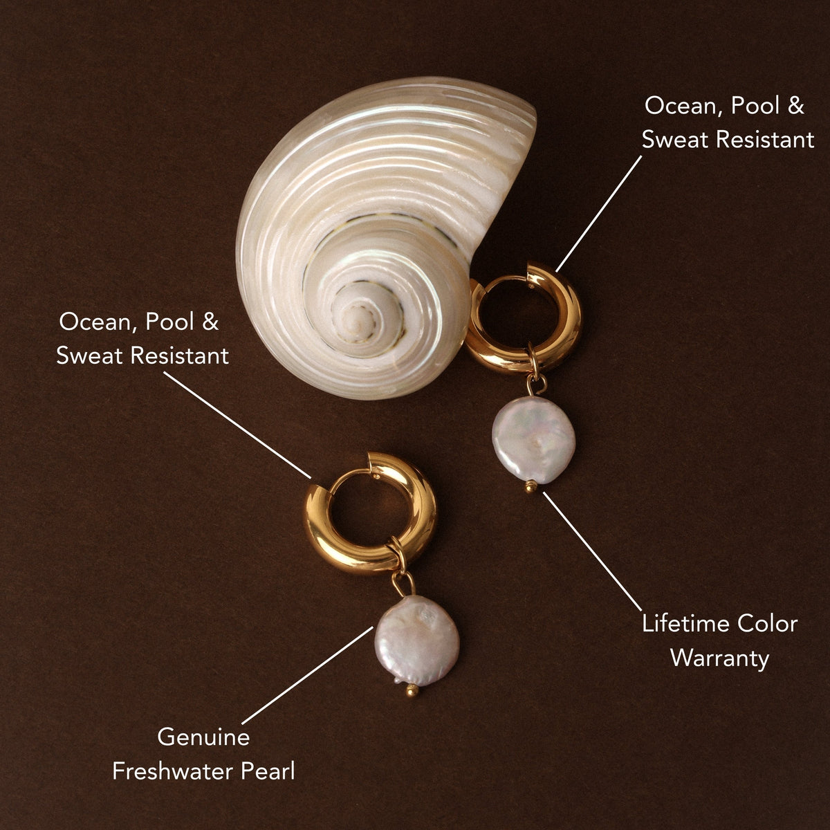 Aretes de aro gruesos con perlas