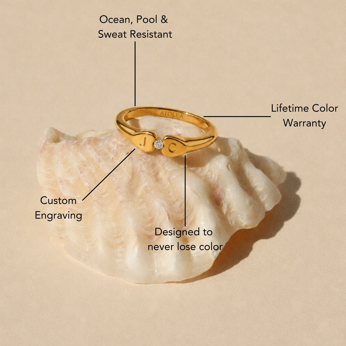 Anillo de cristal con dos iniciales